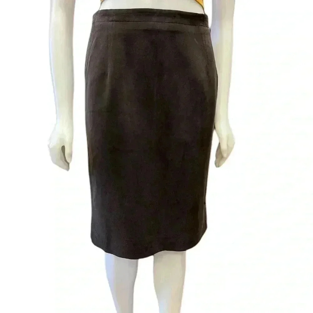 Dana Buchman 100%  Silk Brown Lined Pencil Skirt Size 12